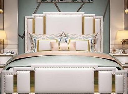 Leather Bed Upholstery Design Luxury Double Hotel Sleep Room Beds